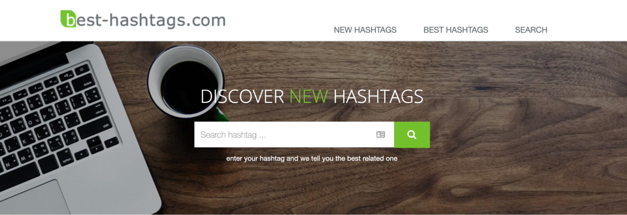 best-hashtags.com hashtag generator search box.