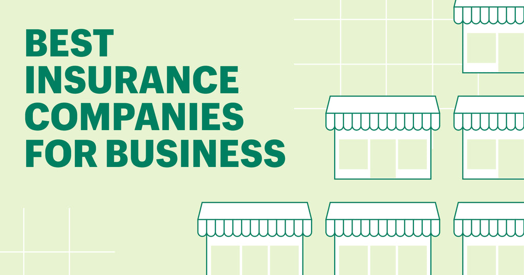 Graphic of 5 canopies on the right to symbolize the list of the 5 best insurance companies for business you can choose