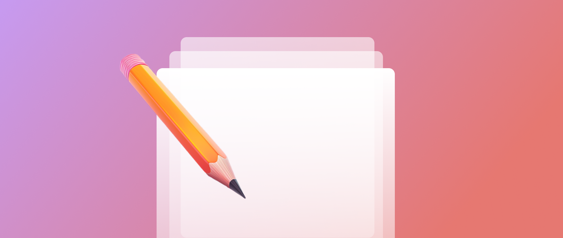 A digital pencil and paper on a pink purple background.