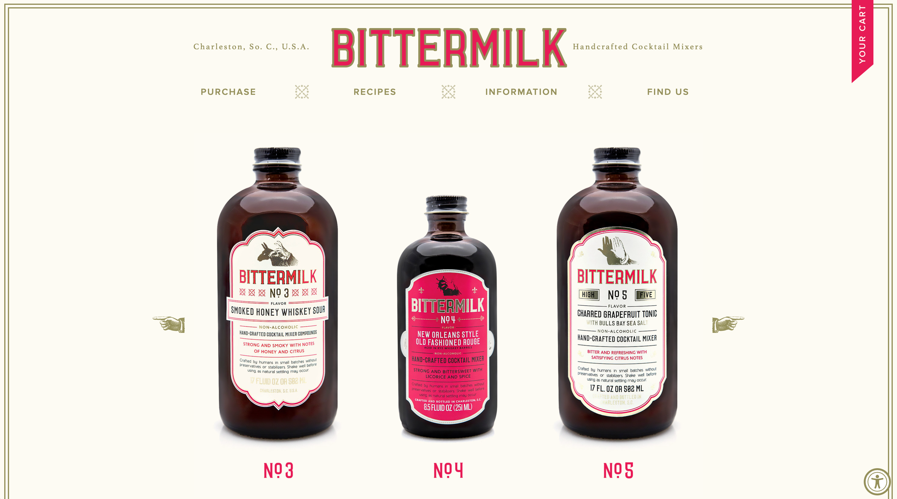 Ecommerce homepage for the brand Bittermilk