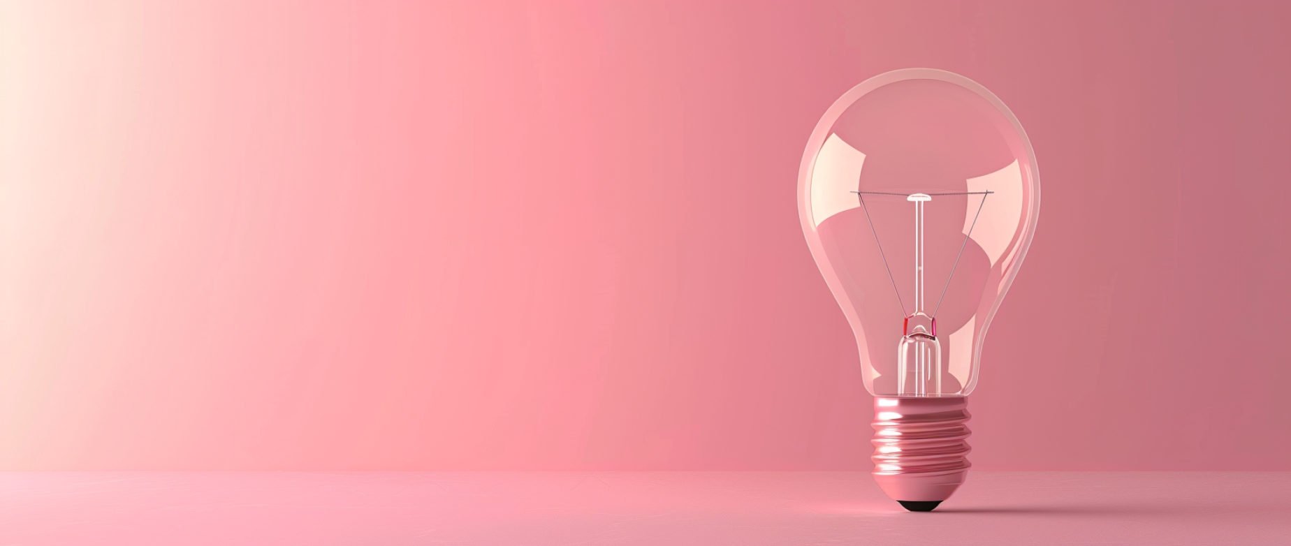 A lightbulb on a pink background.