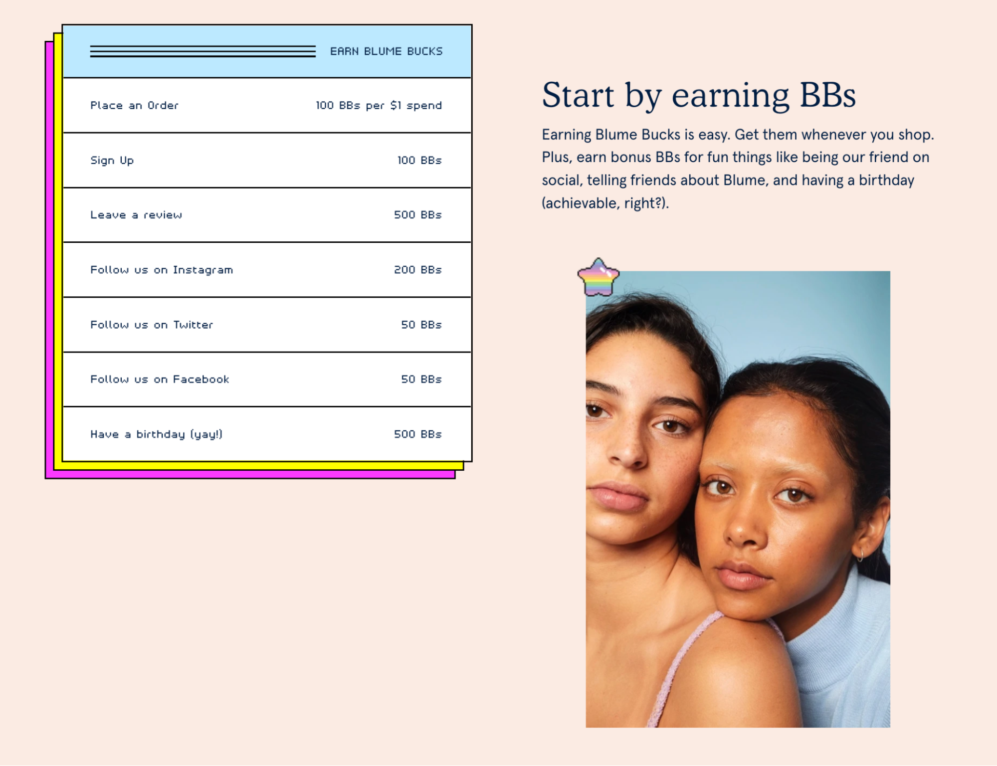 Blume rewards program example