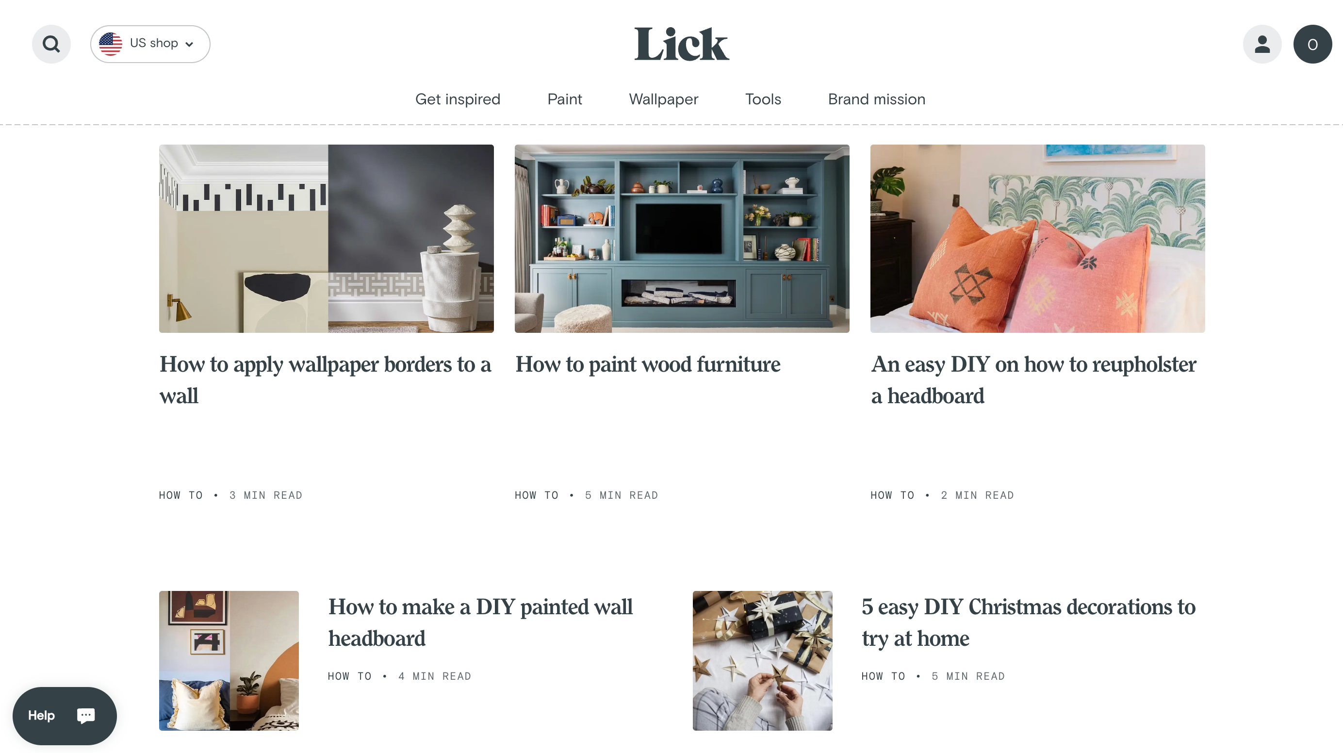 Content page on the ecommerce site for Lick Paints