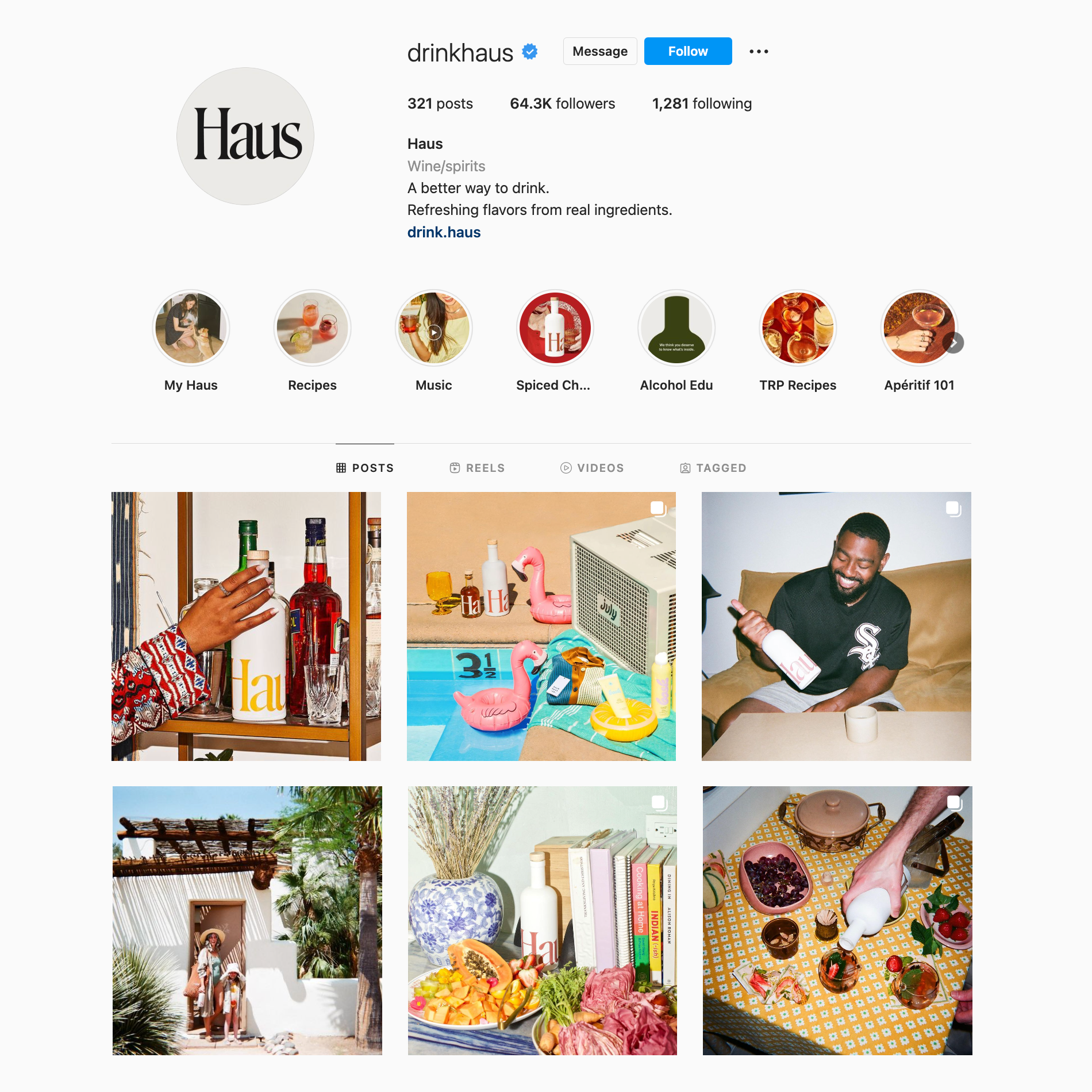 Screengrab of Haus' profile page on Instagram