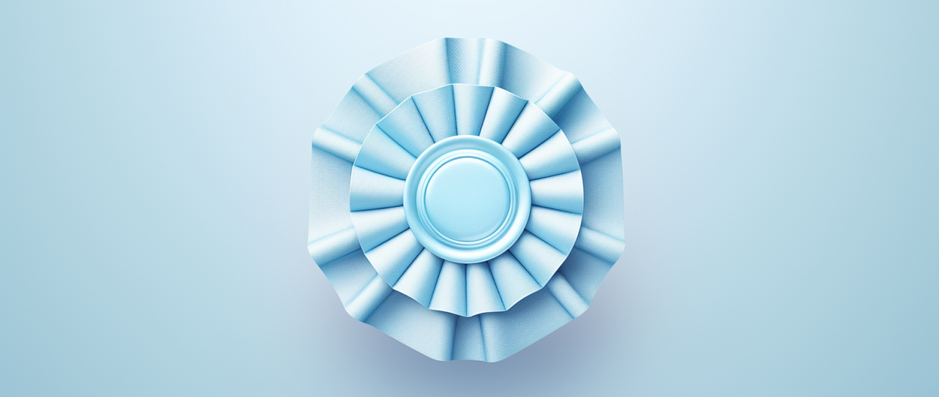 A light blue ribbon on a light blue background.