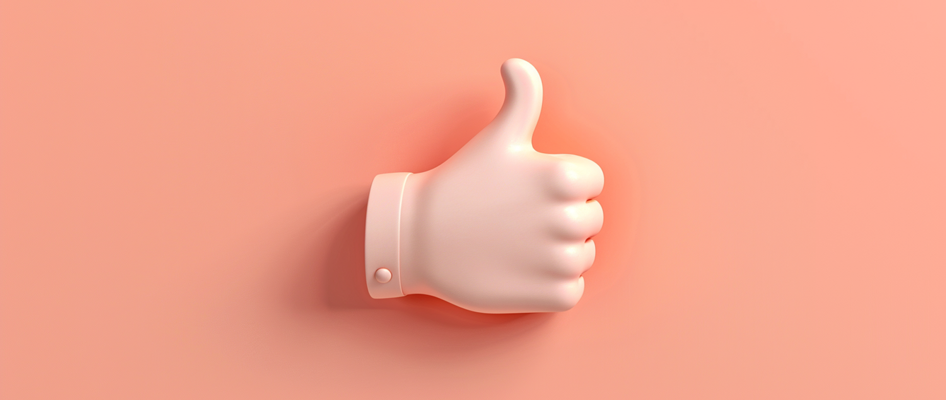 A white glove giving a thumbs up on a red background.