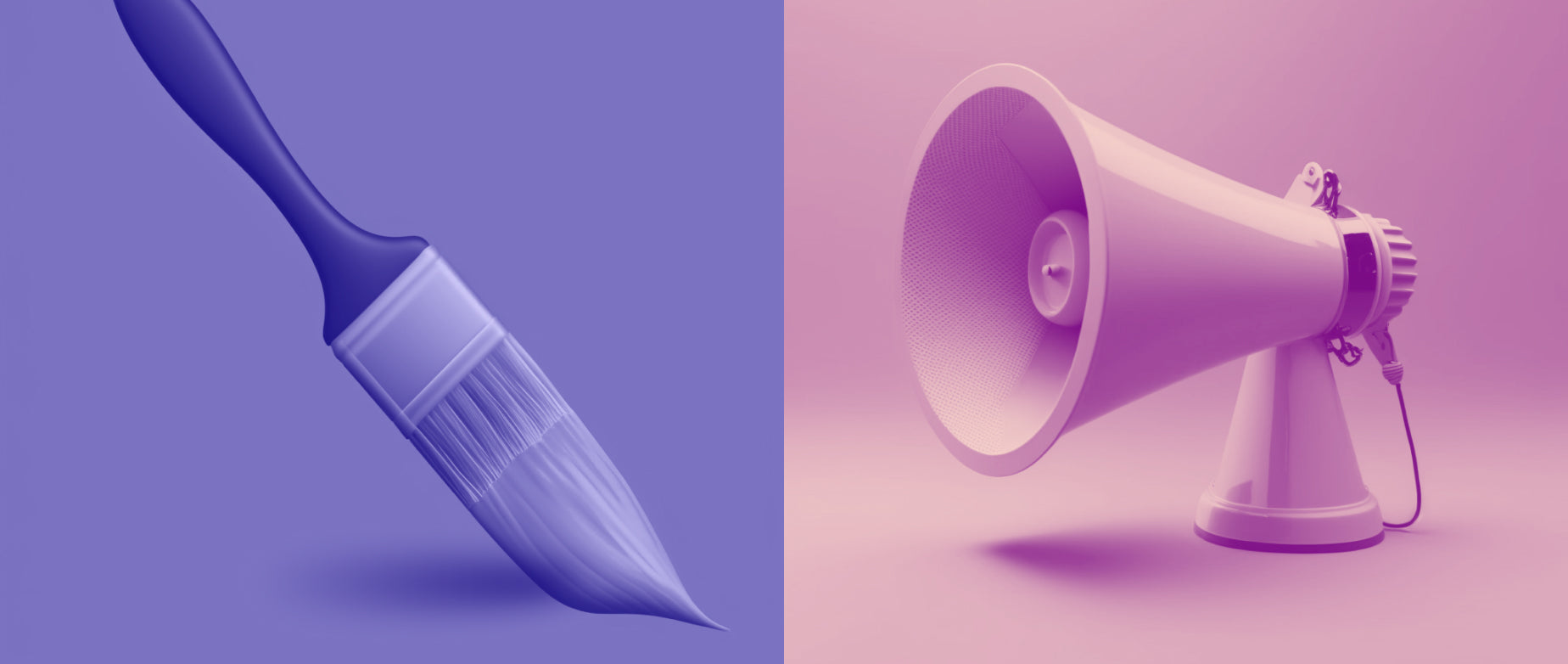 paintbrush and bullhorn: branding vs. marketing