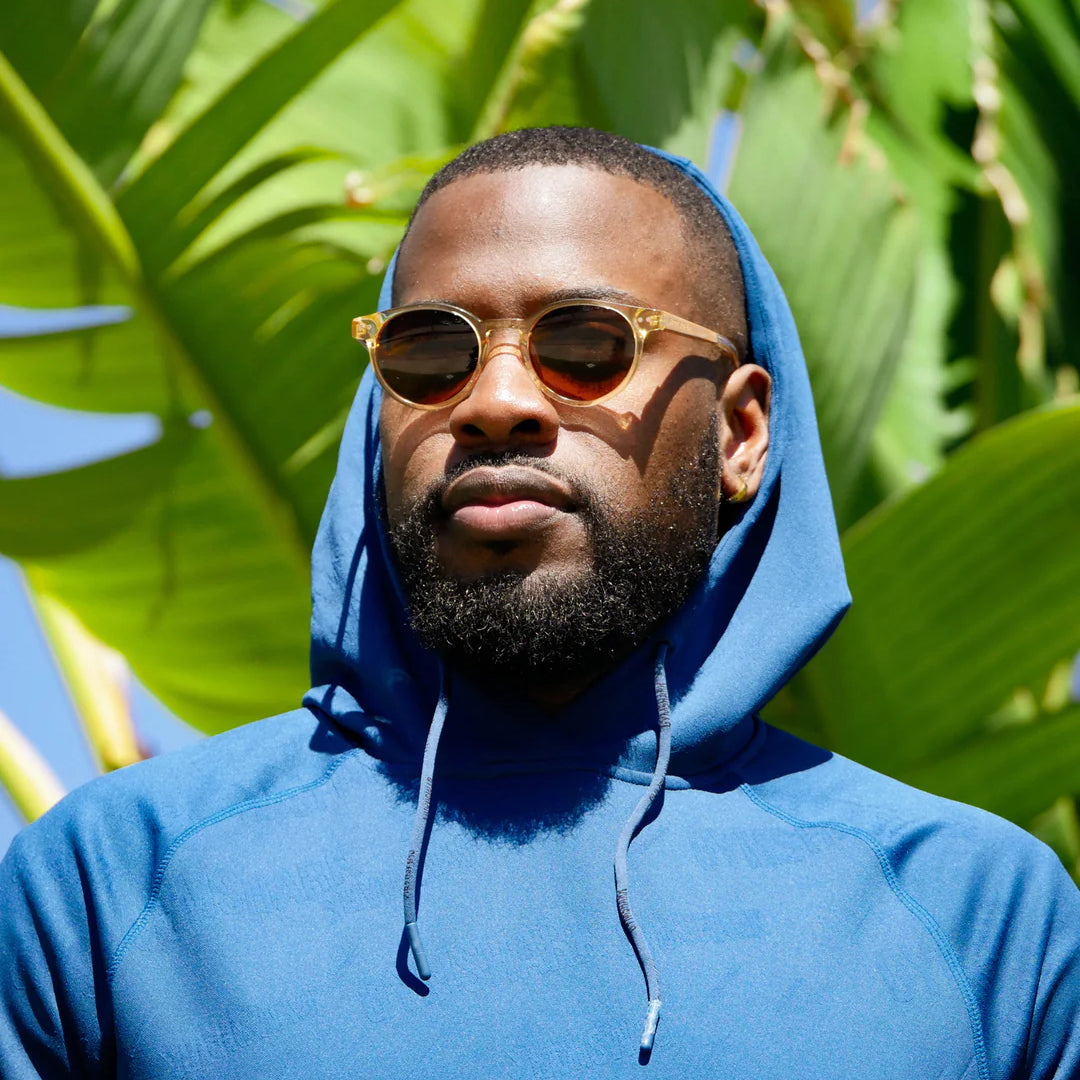 A model sports a pair of Shady Side Up sunglasses