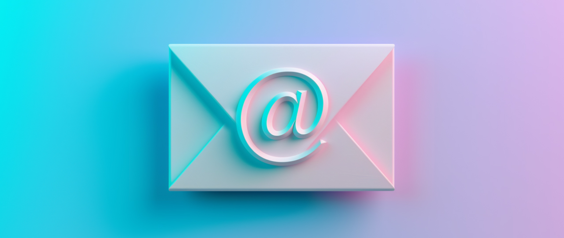 Envelope with @ sign on a blue and purple background: create a professional email address