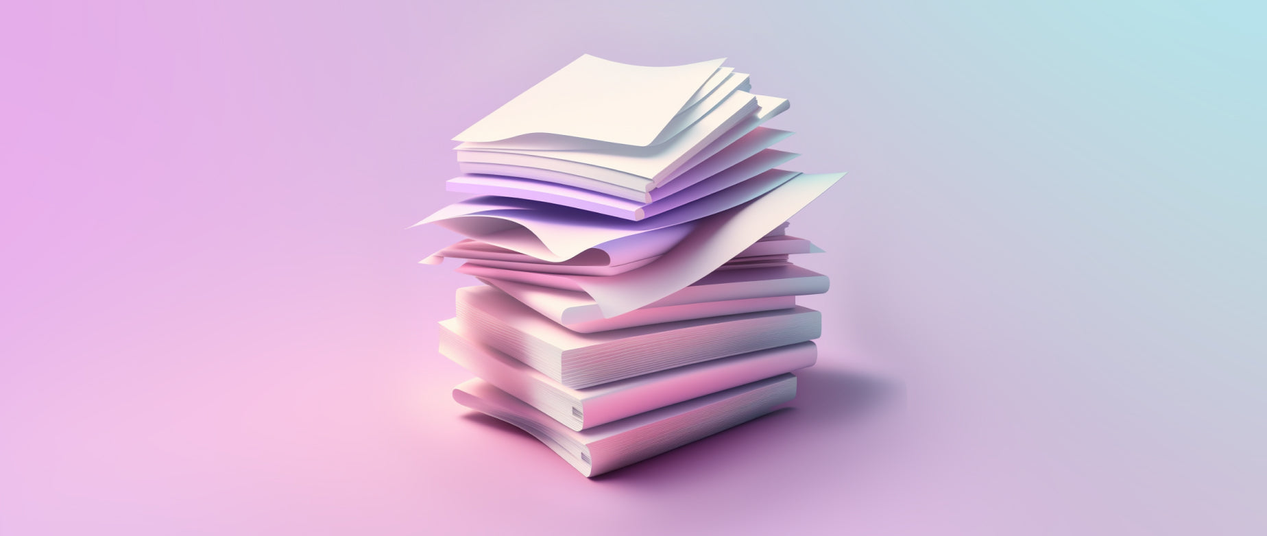 a tall stack of papers against a pink background: business requirements document