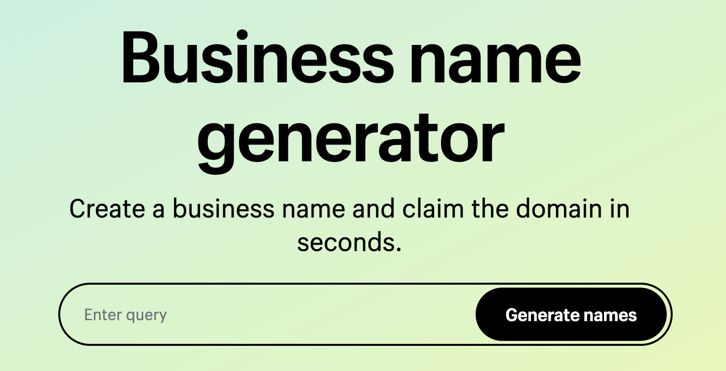 Interface of Shopify business name generator tool.