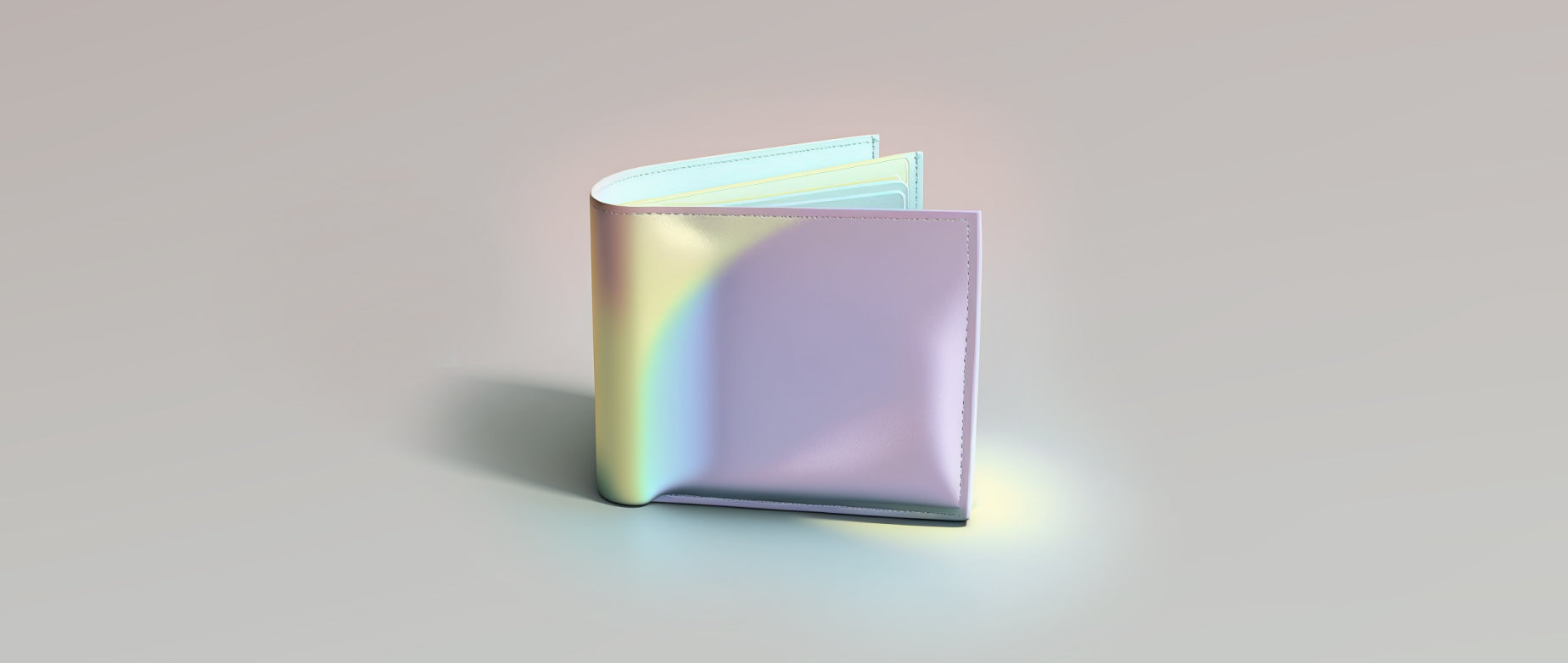 Illustration of a shiny wallet against a grey background