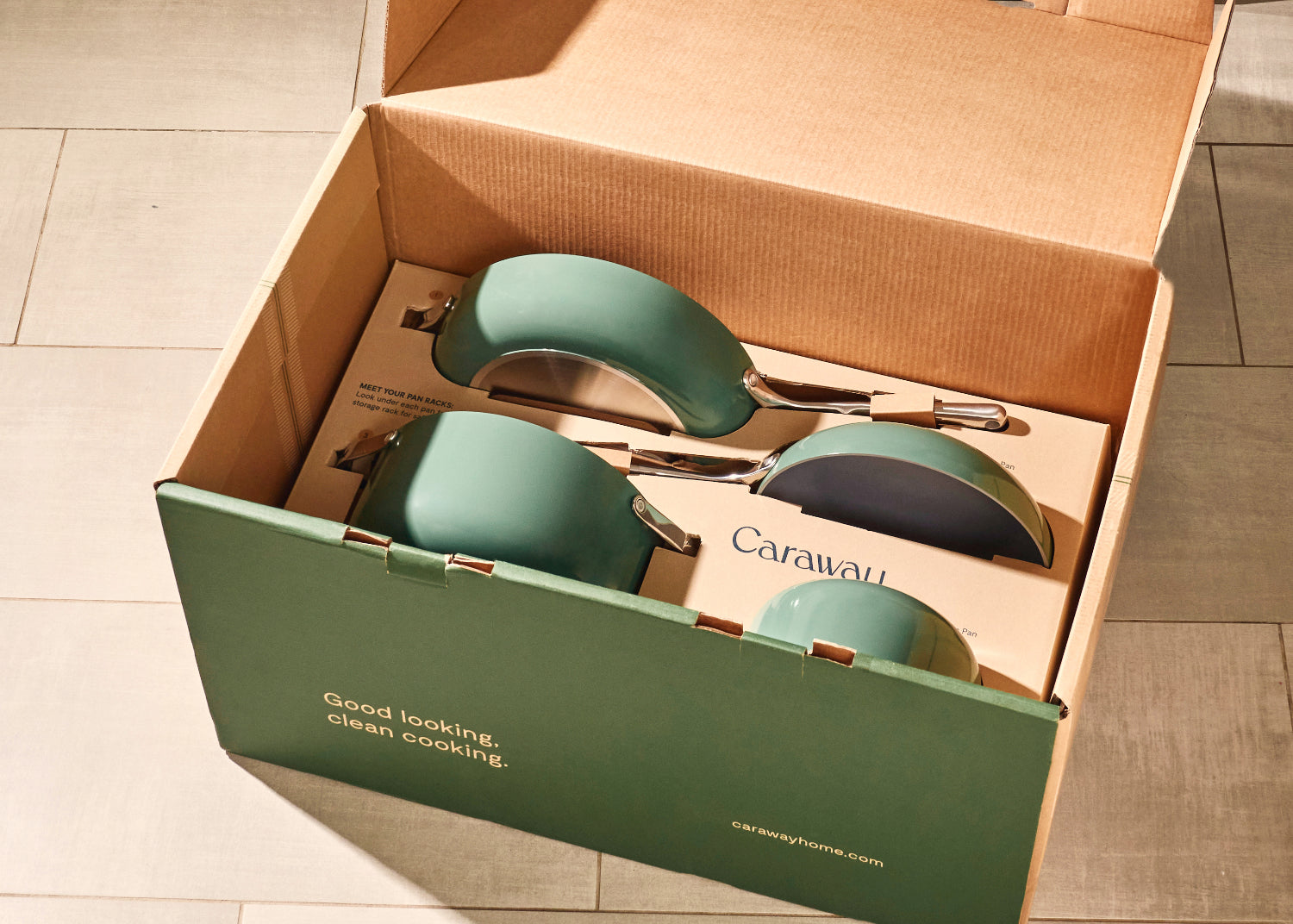 Cardboard packaging example from brand Caraway