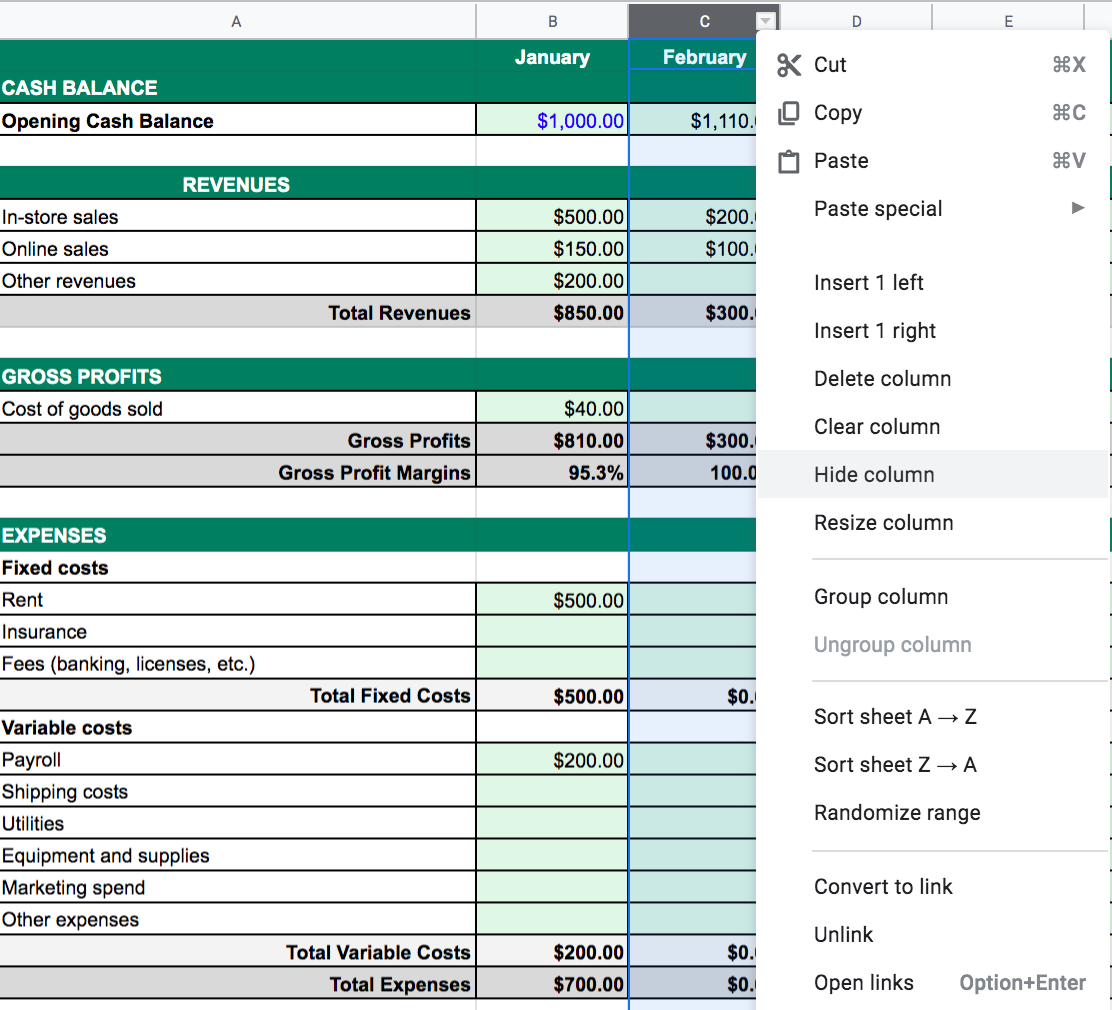 Cash flow management example