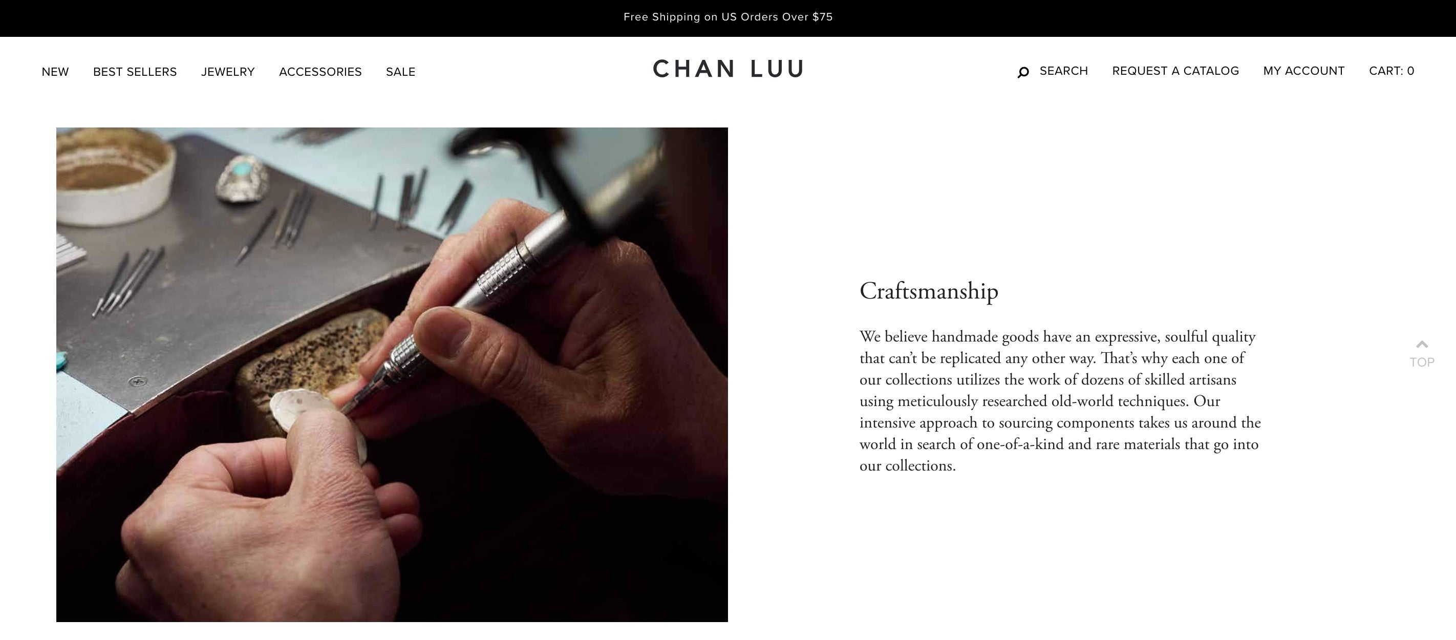 Chan Luu website Over Ons pagina sieraden