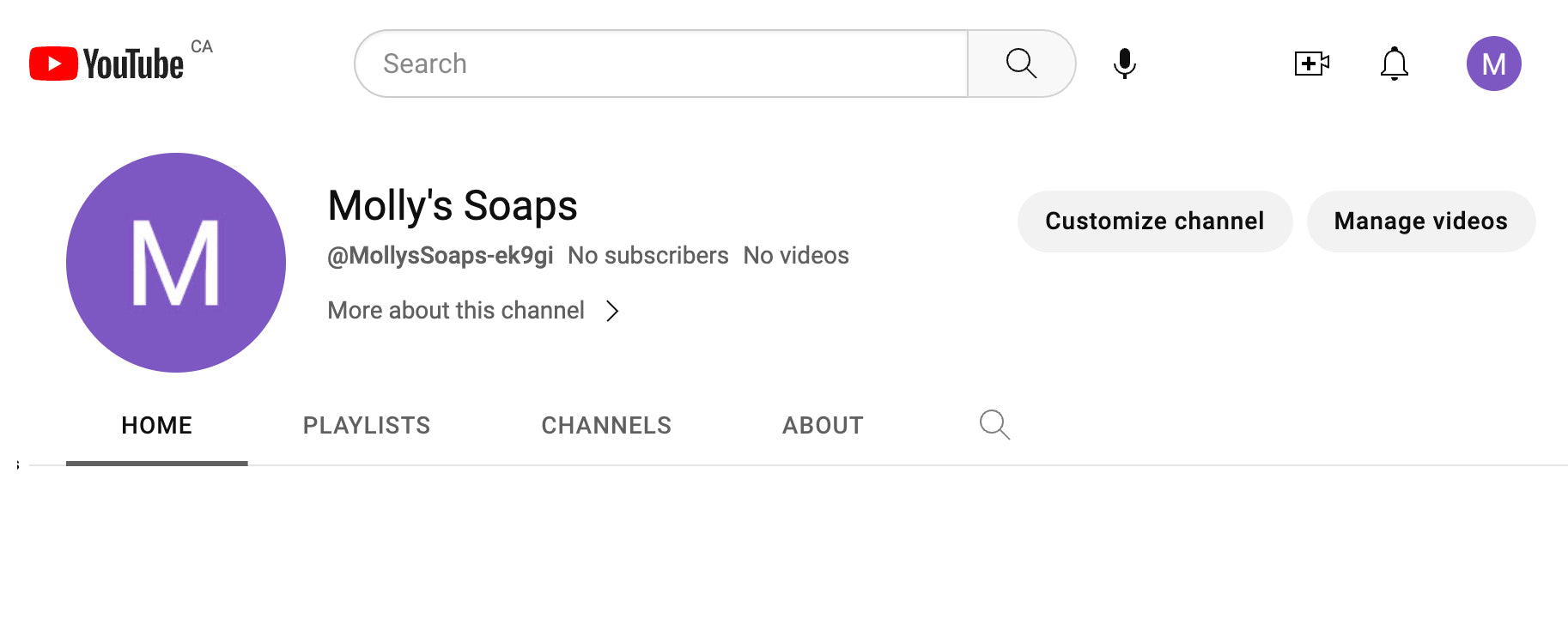 Screengrab of a YouTube channel creation flow showing the channel preview
