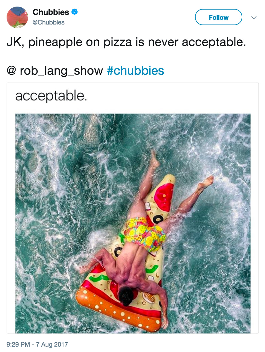 Chubbies tweet