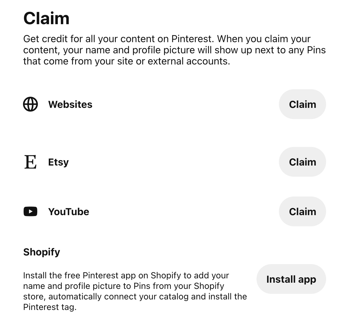Claim your website on Pinterest