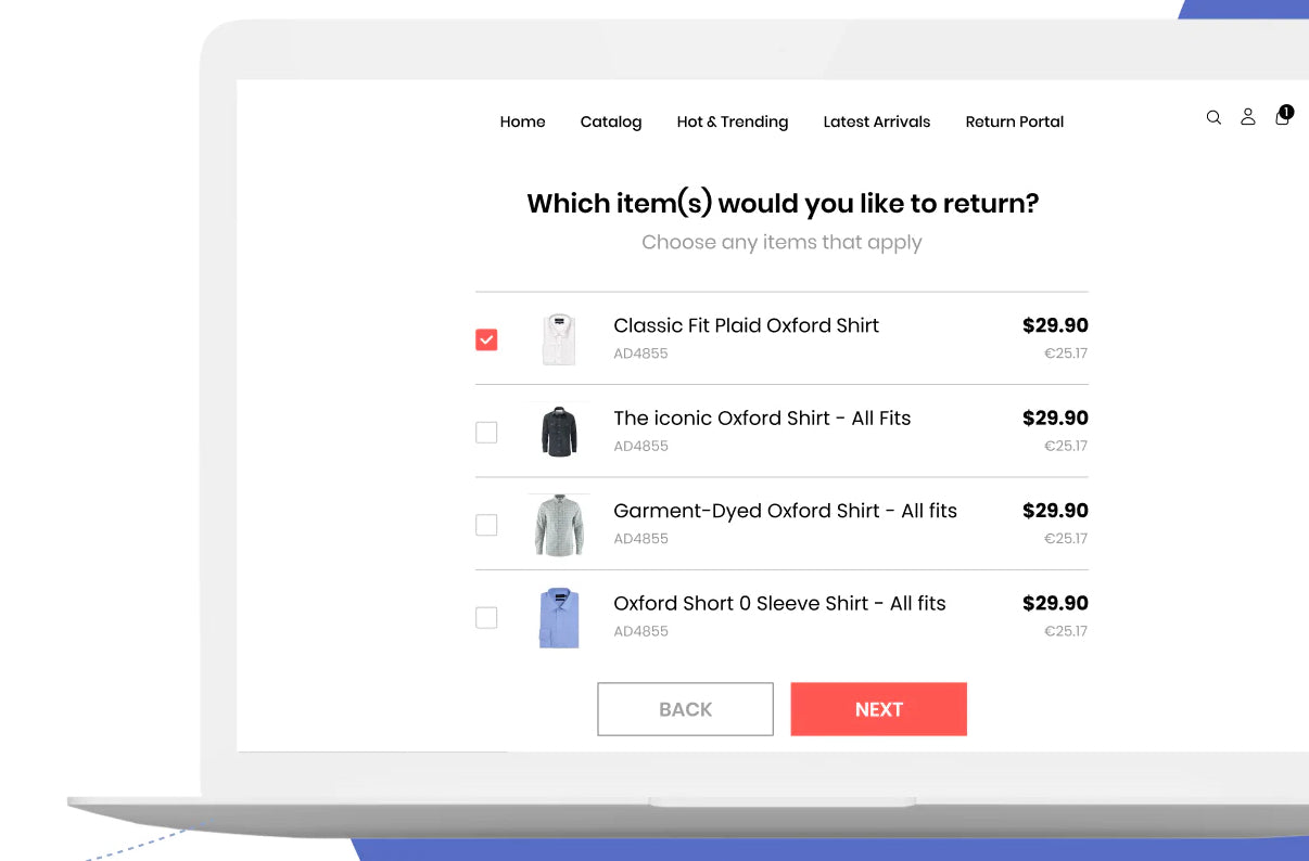 Screengrab of a demo of Shopify app ReturnGo