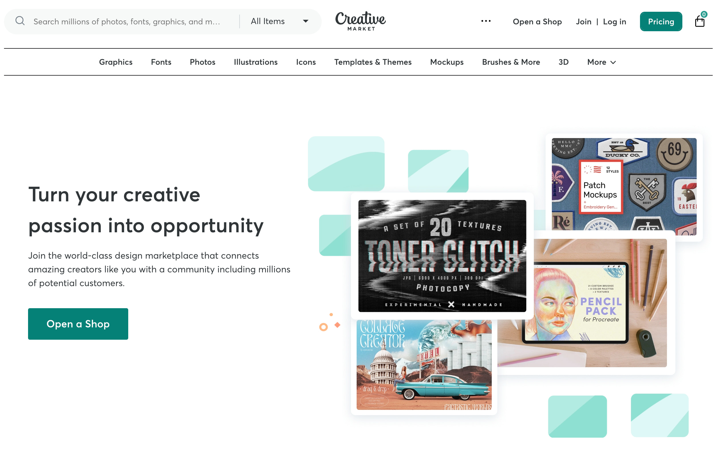 creative market homepage
