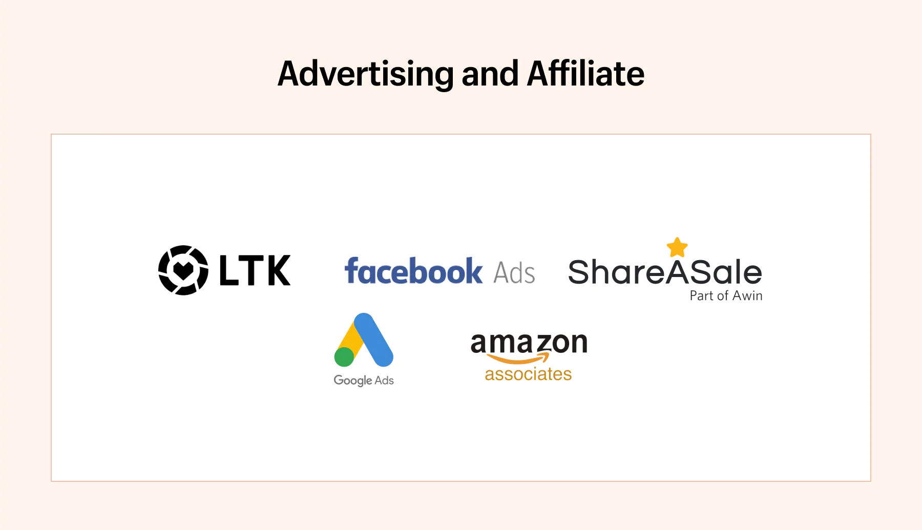 Chart showing logos of popular advertising tools for creators