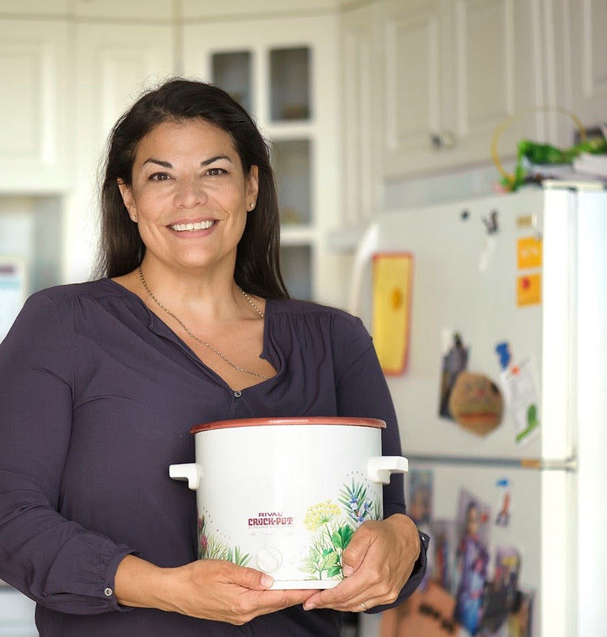 Patrice Mousseau with the Crock-Pot that started her journey of launching Satya