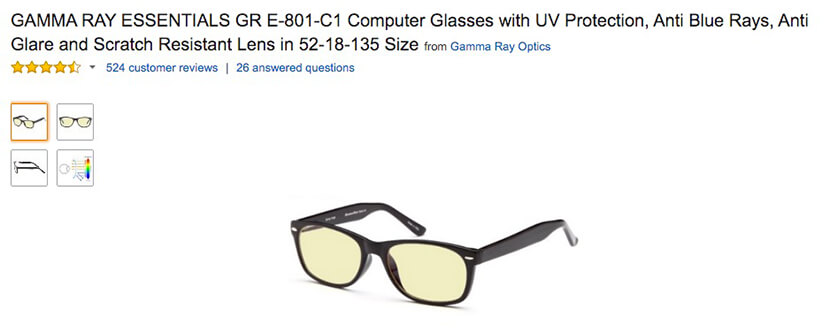 Amazon computer glasses listing