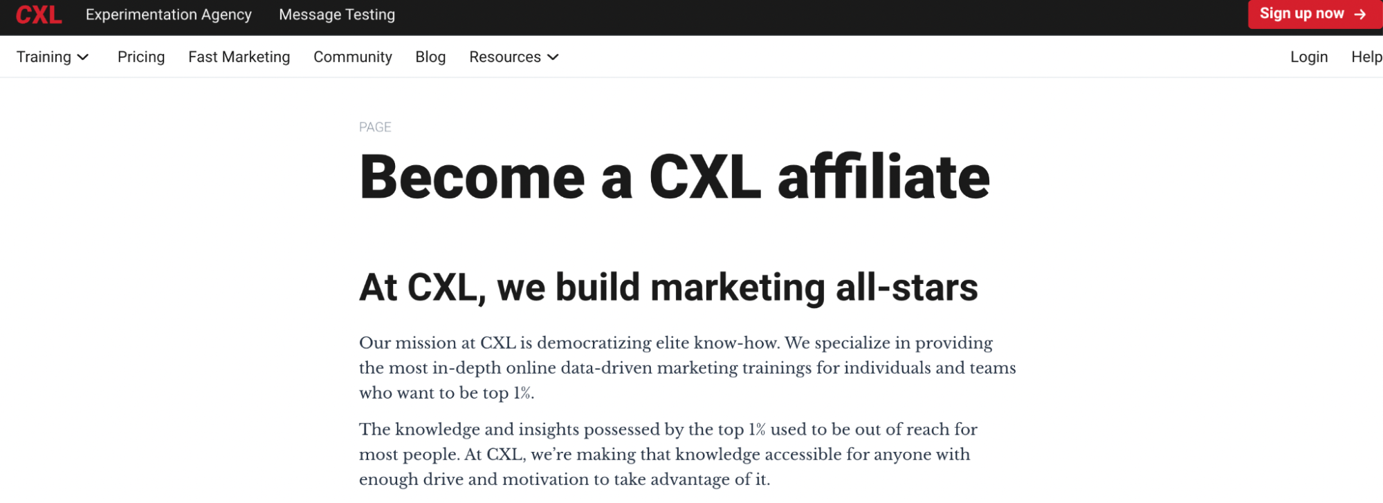 CXL’s affiliate program for marketing courses and minidegrees