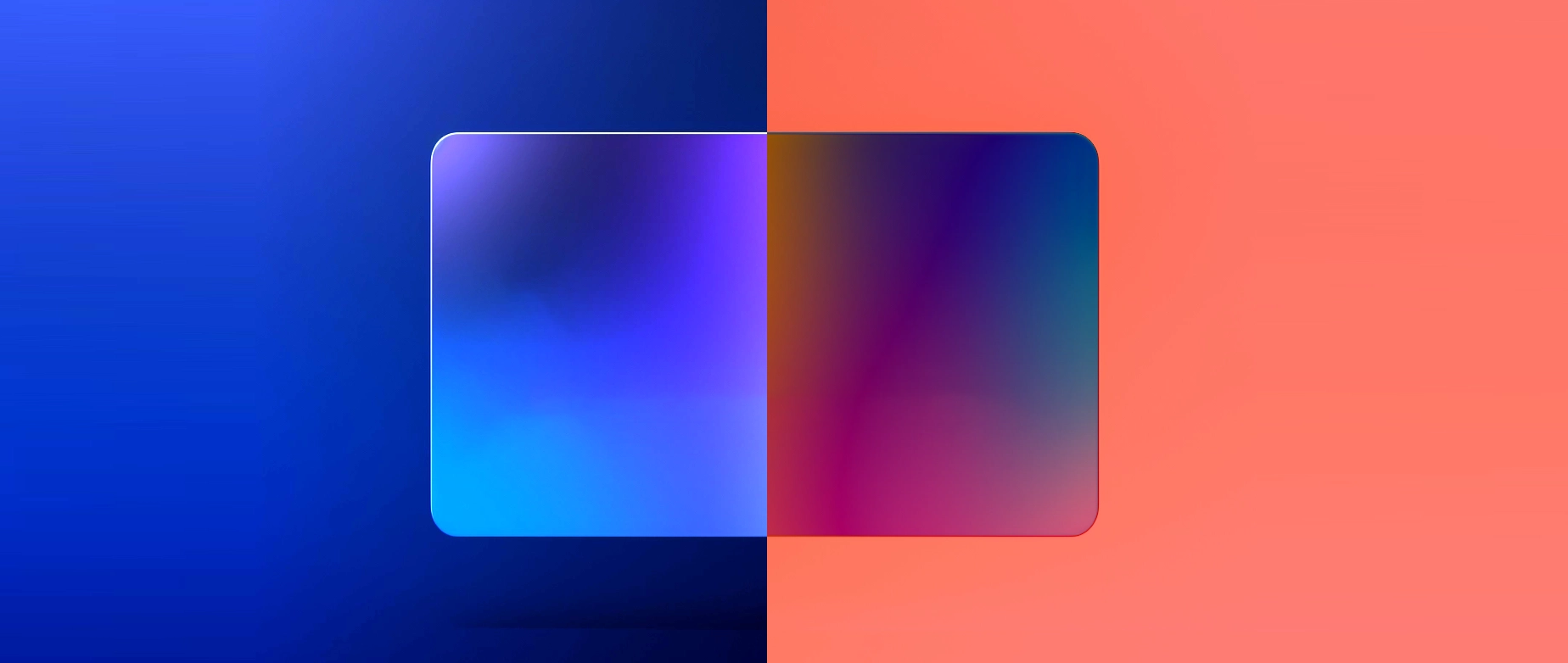 A square lens on a background half blue half red: debit vs. credit accounting