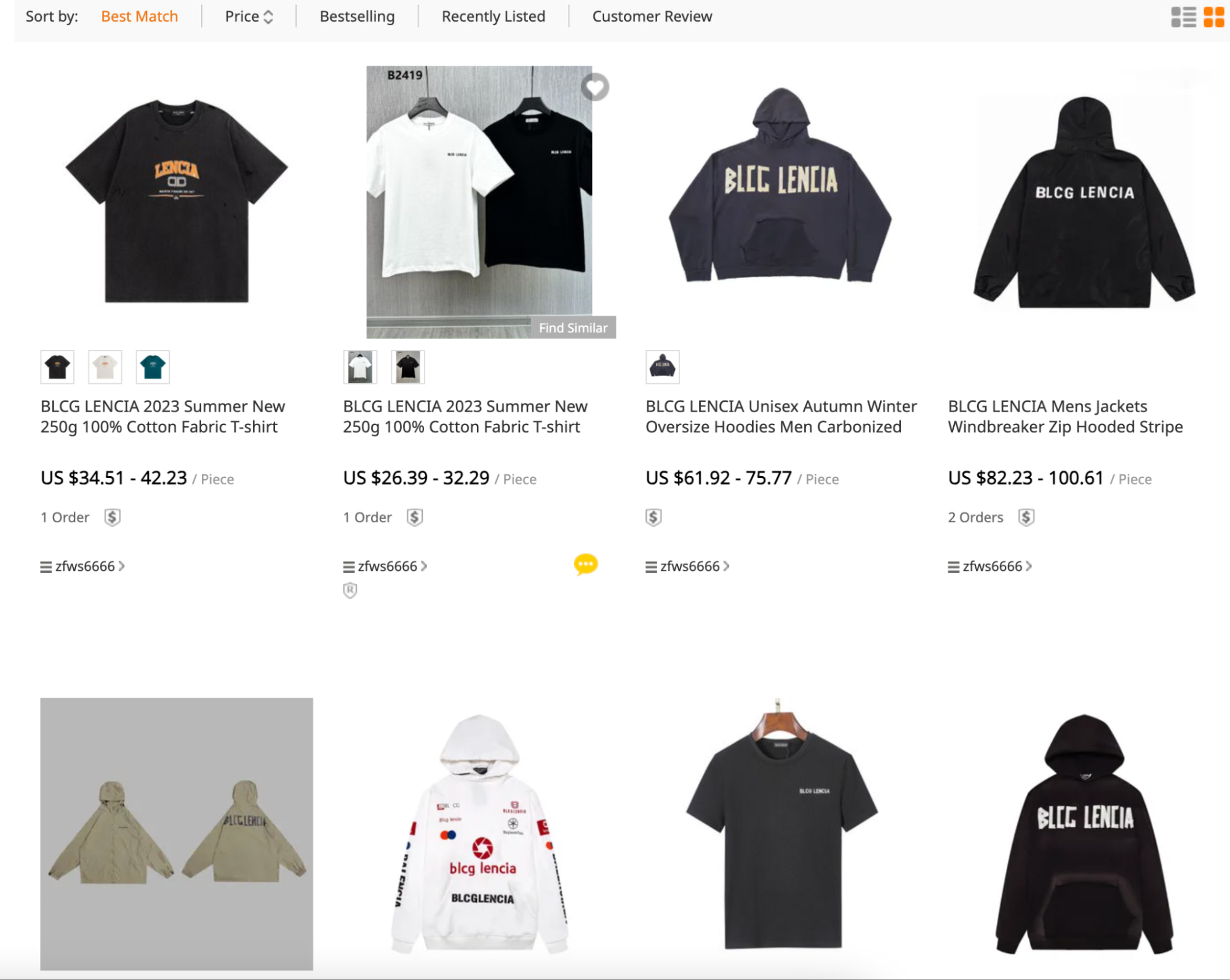 DHGate showing wholesale mens products from brand BLCG LENCIA