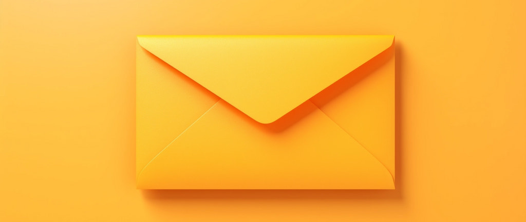 An illustration of an orange envelope representing the concept of direct marketing.
