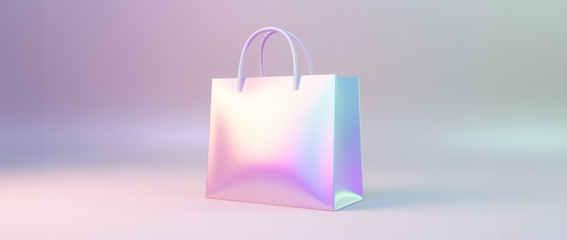 a shopping bag on colorful background representing DTC