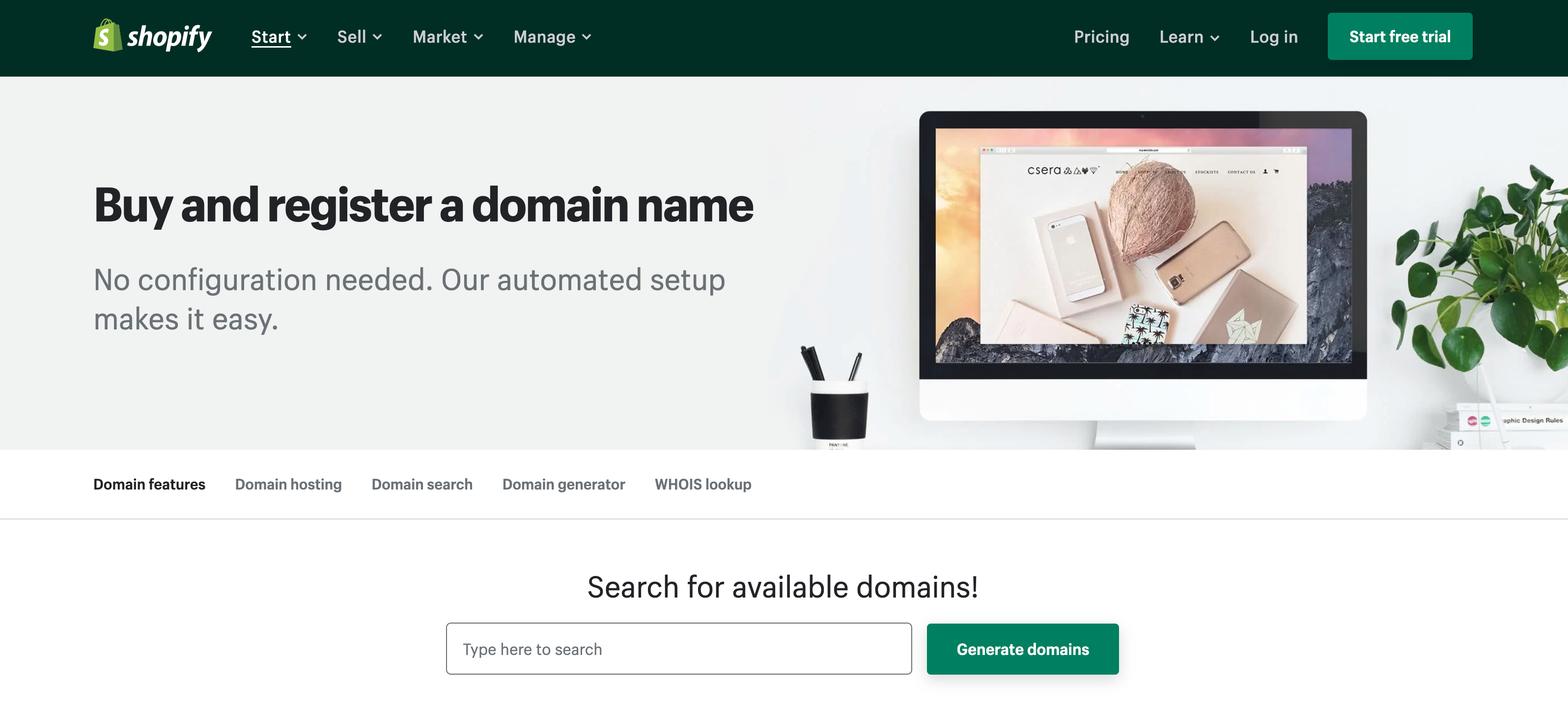 Best domain naming tool: Shopify domain generator