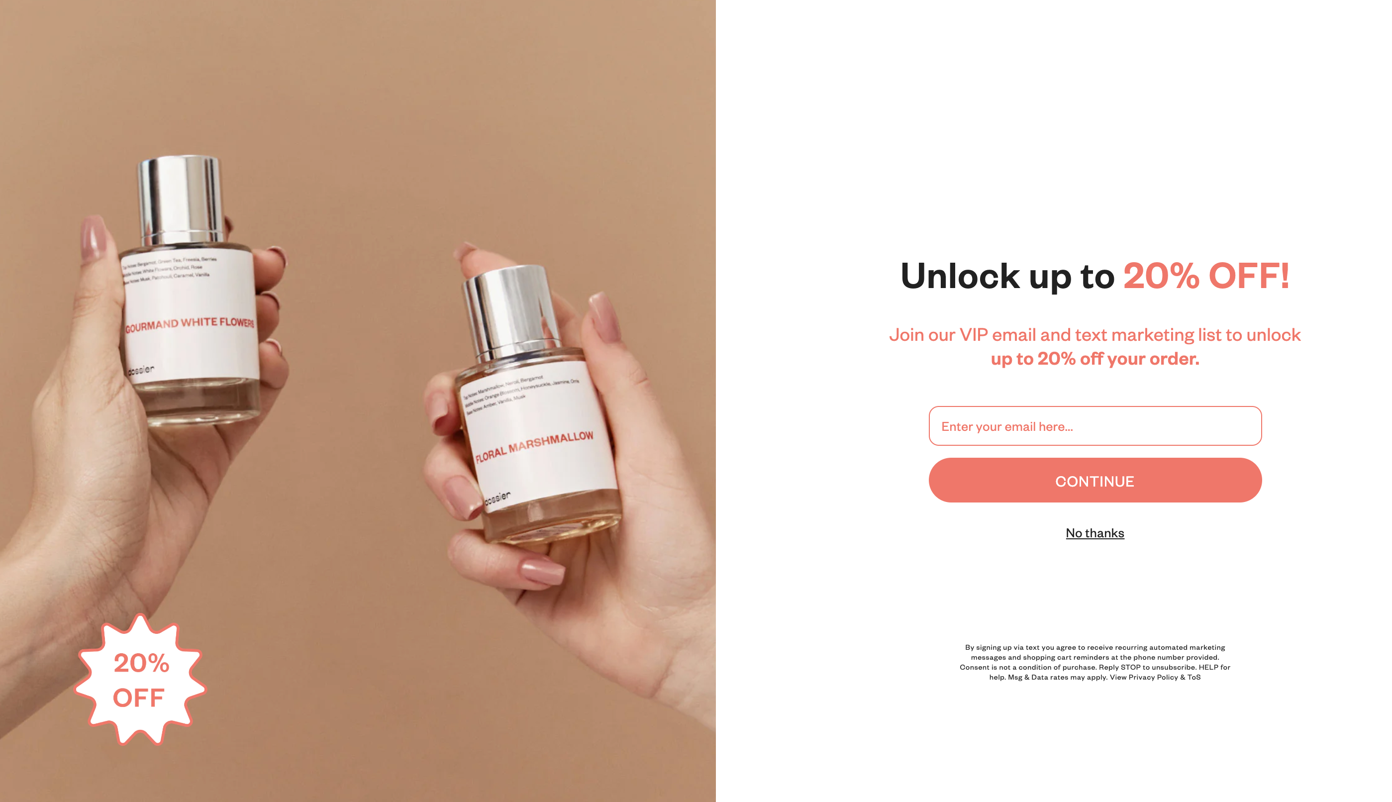 Ecommerce homepage for perfume brand Dossier