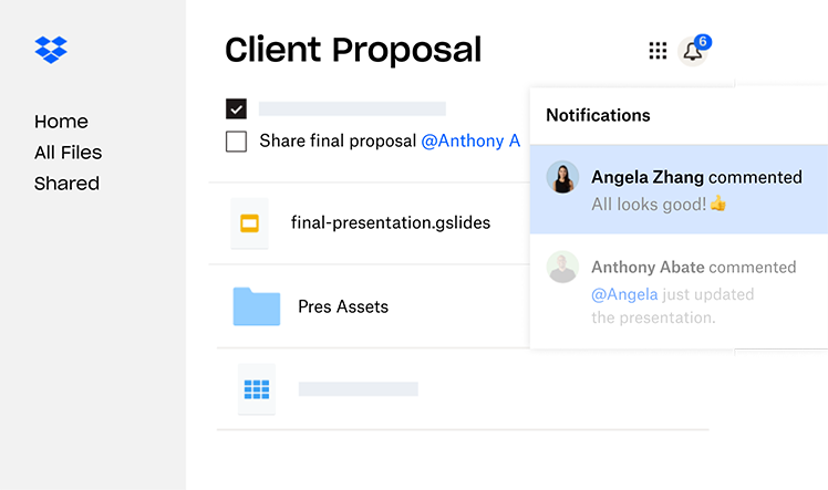 Image of Dropbox client proposal project
