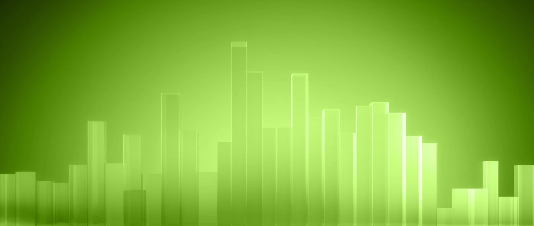 Green 3D bar graph on a green background.