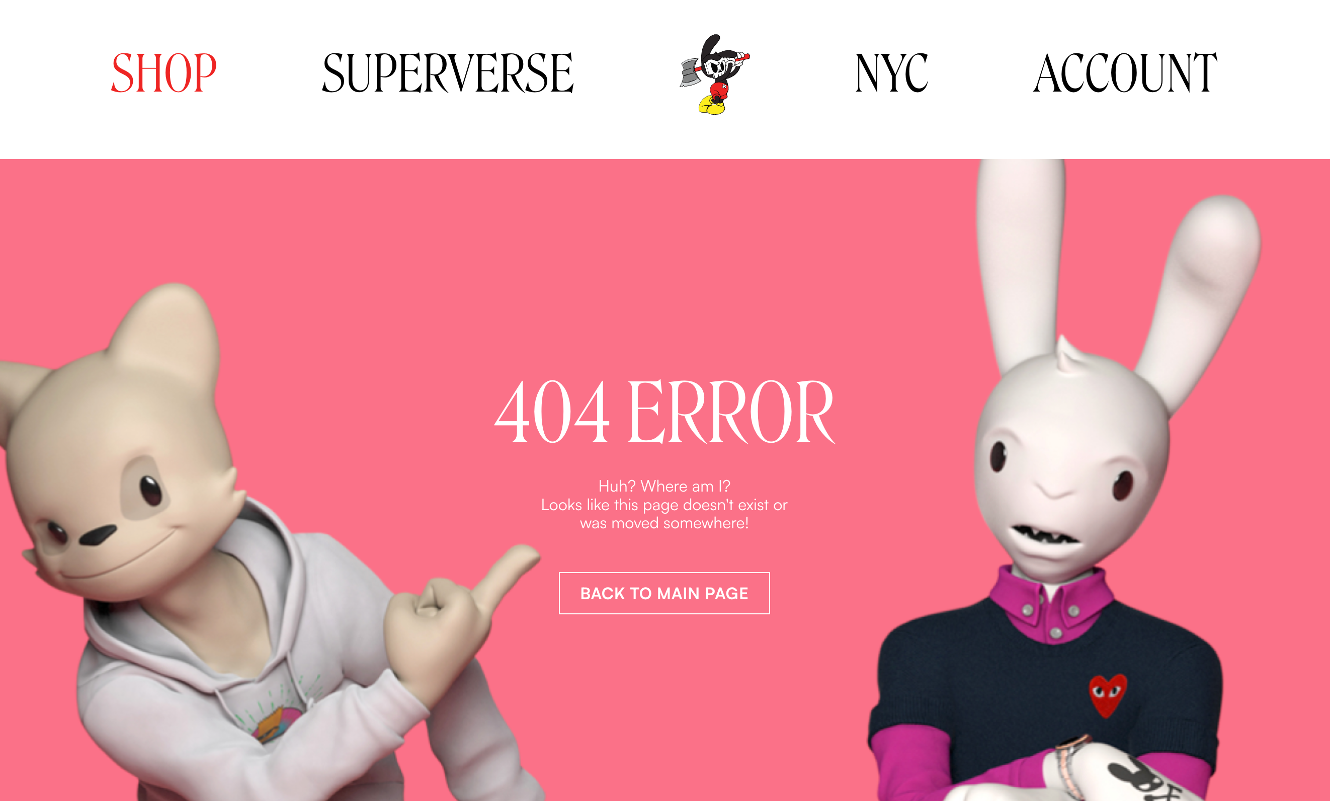 Ecommerce 404 page for online business Superplastic