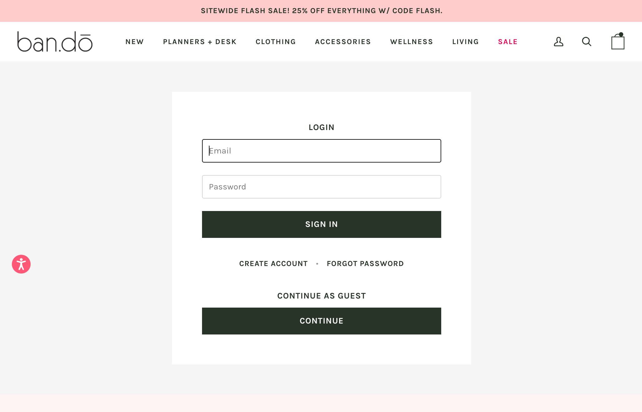 Ecommerce checkout page for Bando