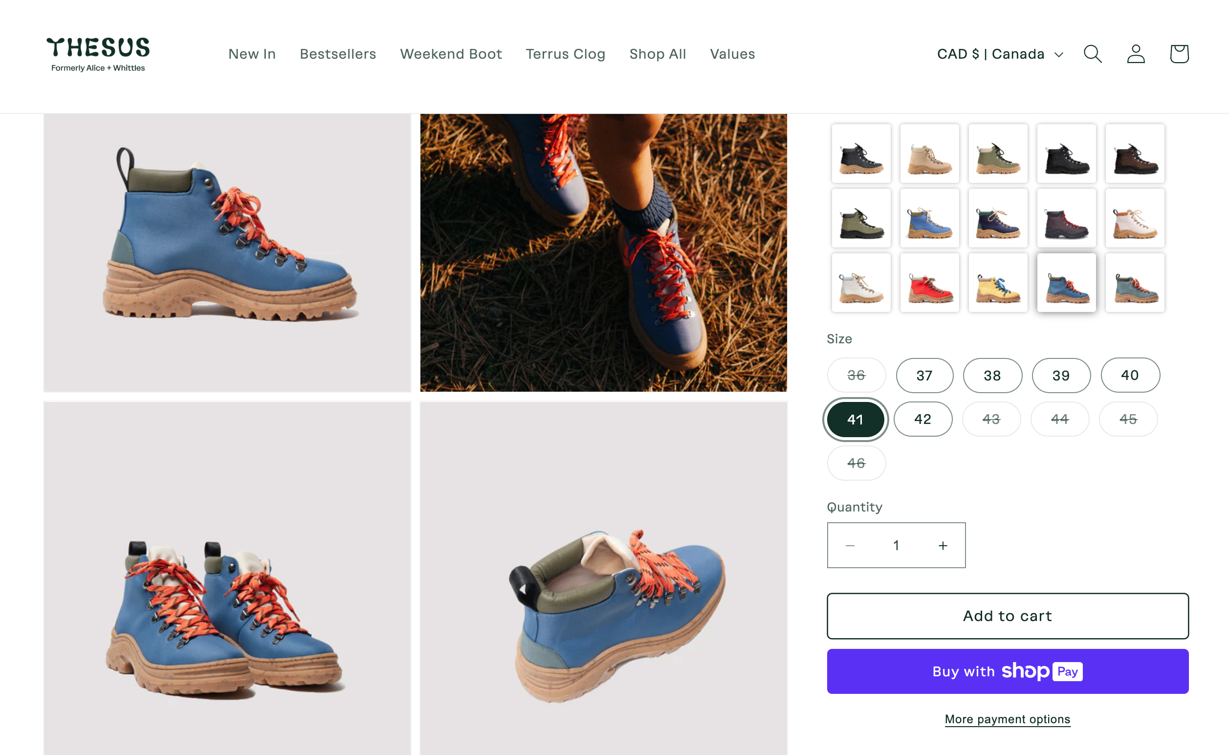 Ecommerce website for Thesus Boot Company