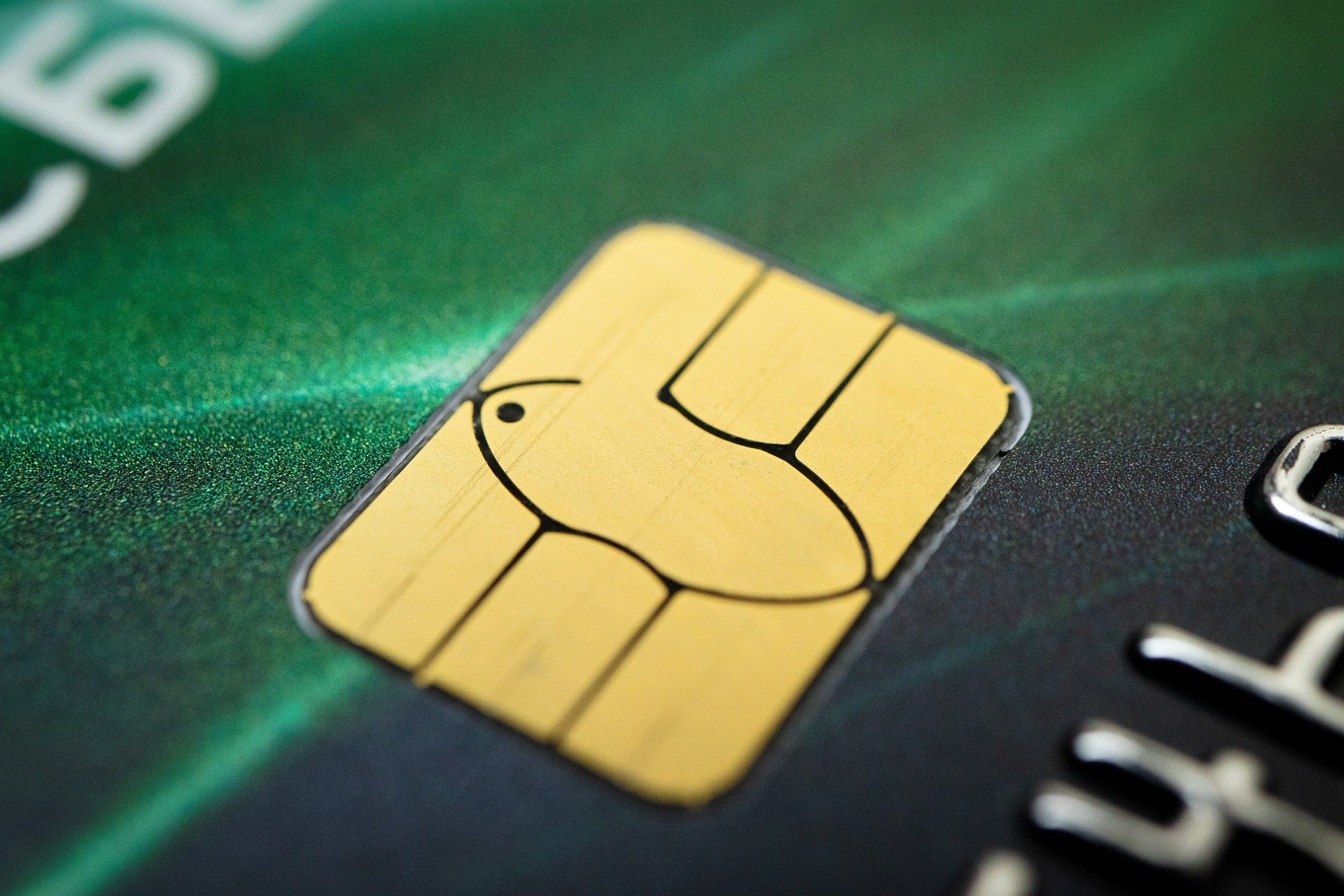 Close-up of chip on credit card