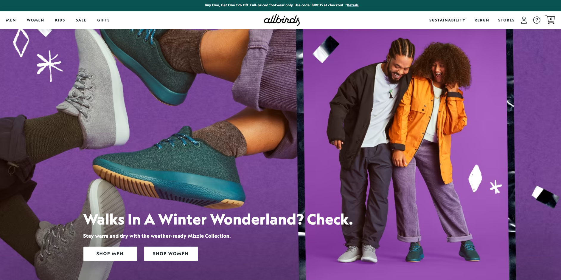 Allbirds’ website, showing how the design itself is straightforward but the branding is what makes it pop