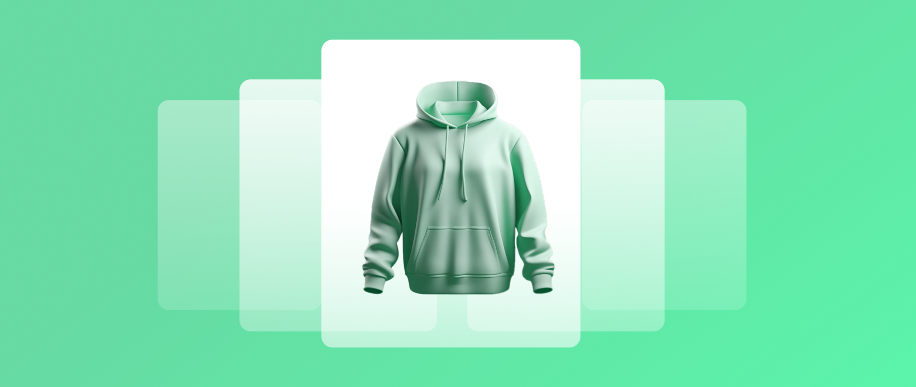 Hoodie on white panels fading to the back: ecommerce catalog management