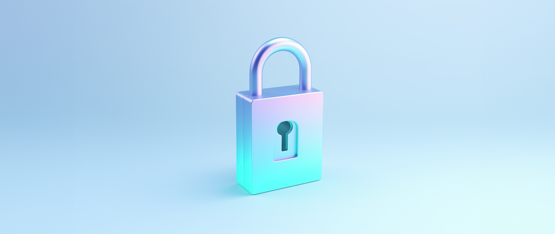 Shiny padlock on a light blue background: ecommerce security for your online store