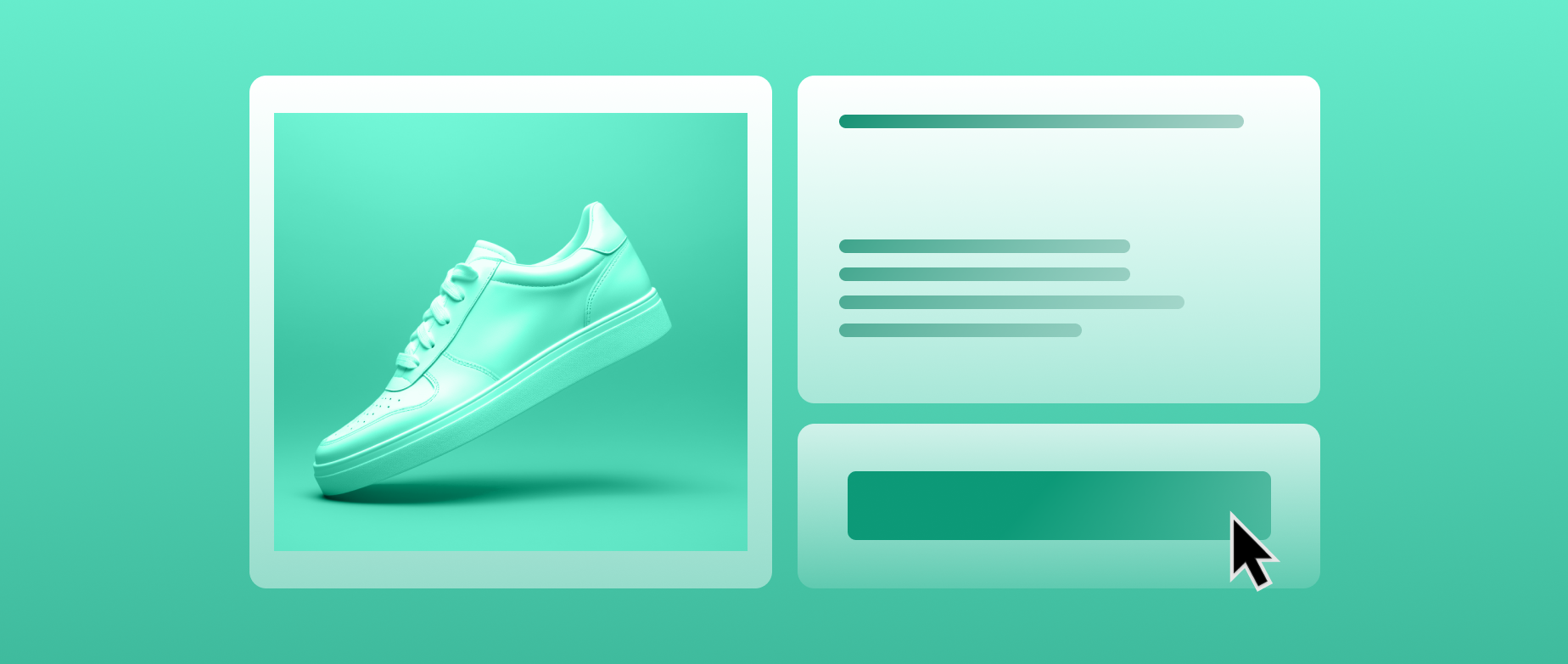 Illustration of an ecommerce product listing for sneakers, highlighting UX components such as the Buy button.