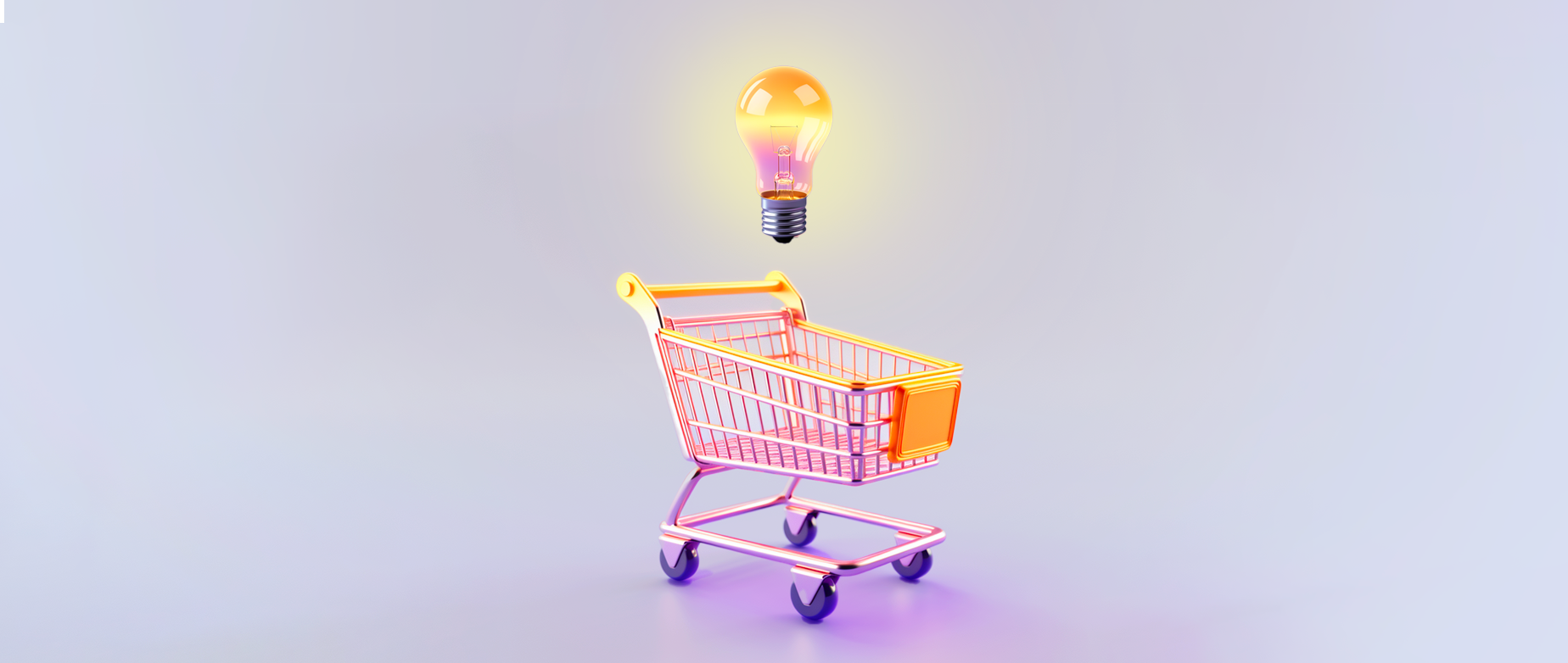 a shopping cart with a lightbulb above it representing an ecommerce expert