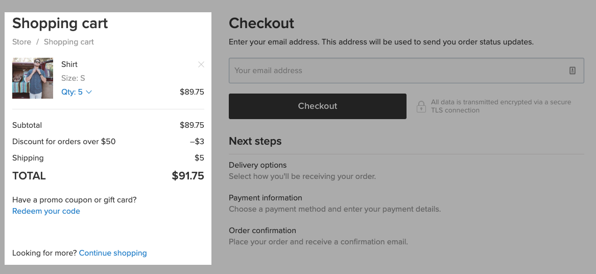 ECWid checkout process example