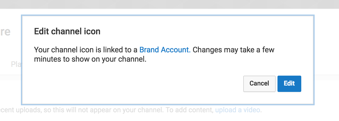 Screenshot of a pop-up to edit your YouTube channel icon. 