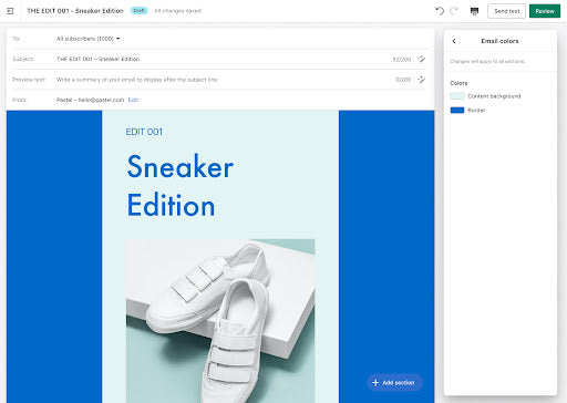 email newsletter design example for sneakers