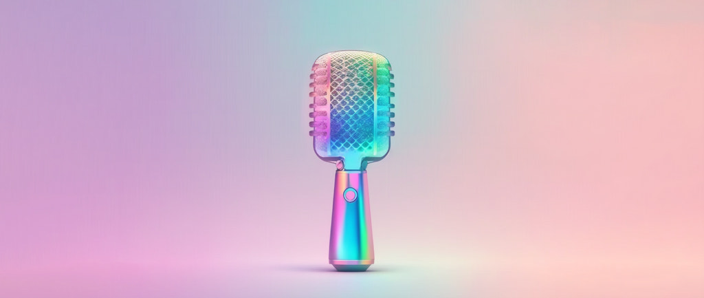 shiny old-fashioned microphone on a pink ombre background