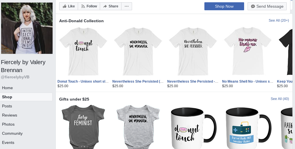 facebook shop example